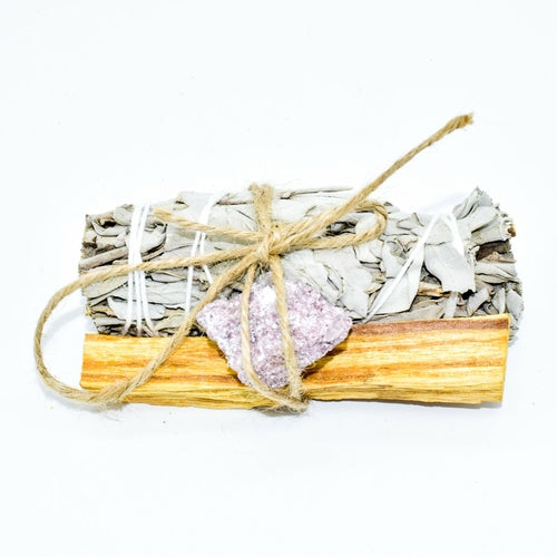 Palo Santo, Sage and Crystal Smudging Bundle - life of kuhl @HOME