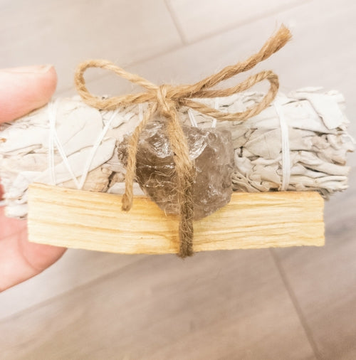 Palo Santo, Sage and Crystal Smudging Bundle - life of kuhl @HOME