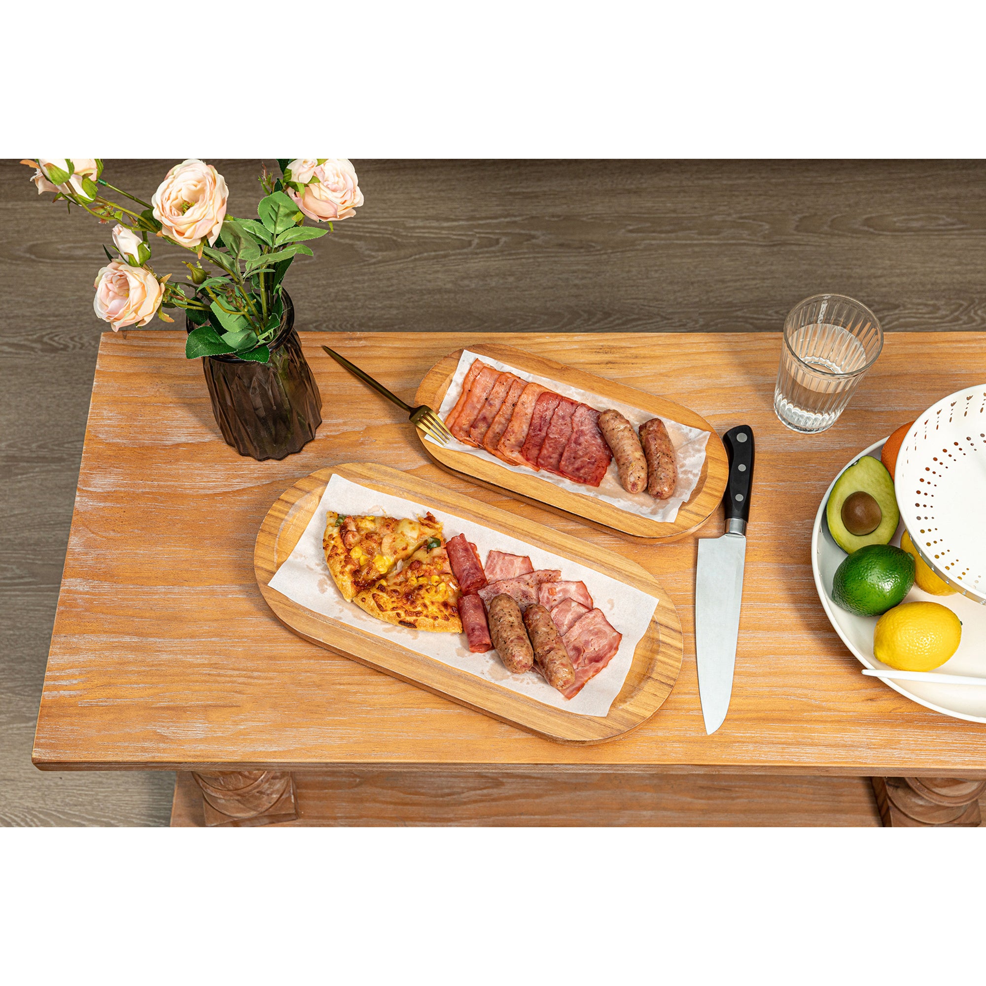 Oval Wooden Serving Trays Set of 2 - life of kuhl @HOME