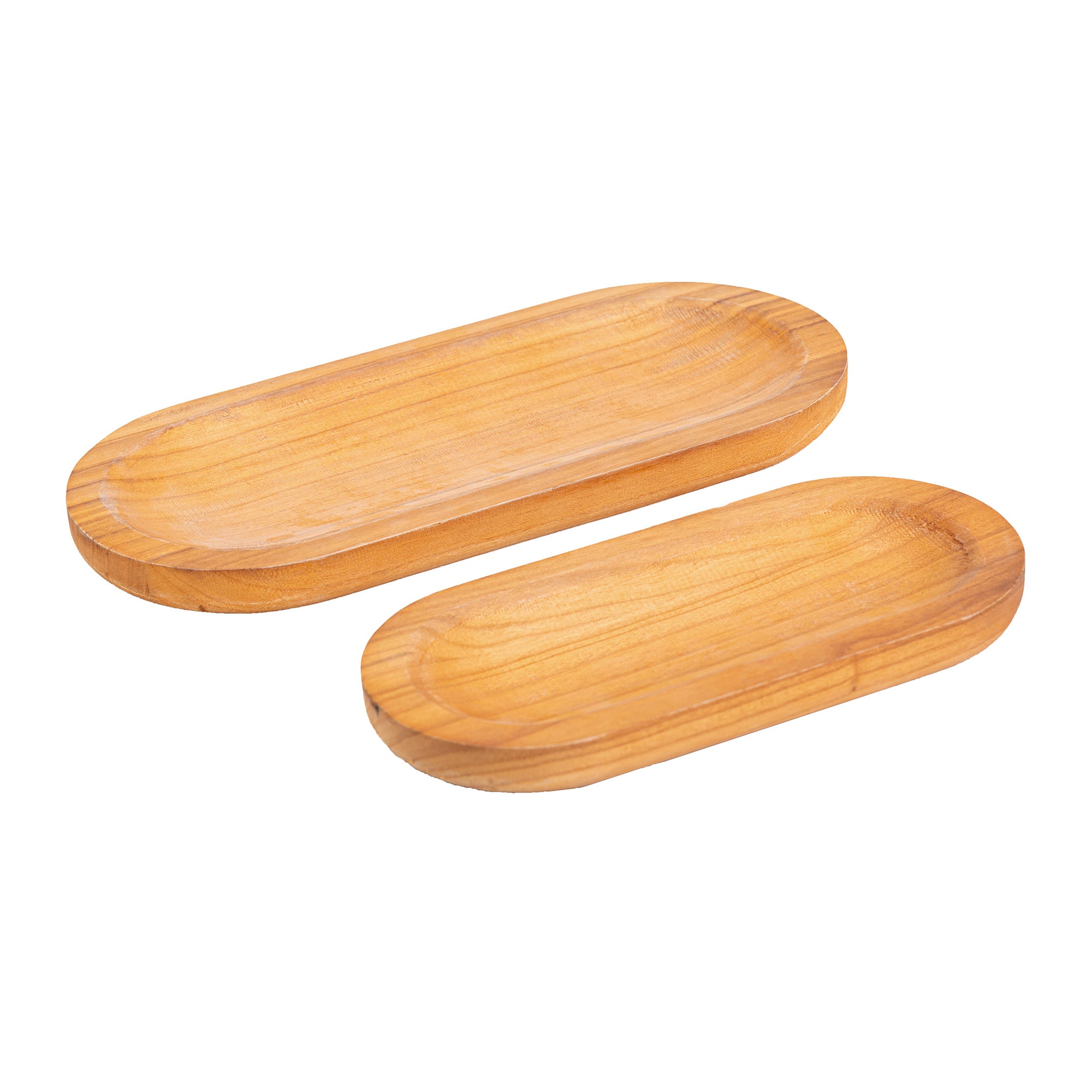 Oval Wooden Serving Trays Set of 2 - life of kuhl @HOME