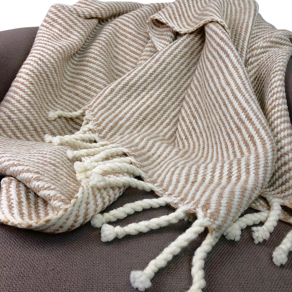 Chunky Camel Stripe Alpaca Throw - life of kuhl @HOME